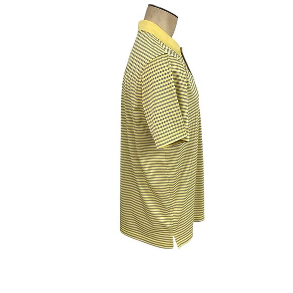 Izod Polo Shirt Mens Large Yellow Stripe Golf Preppy Work Office Casual Athletic - Picture 7 of 14